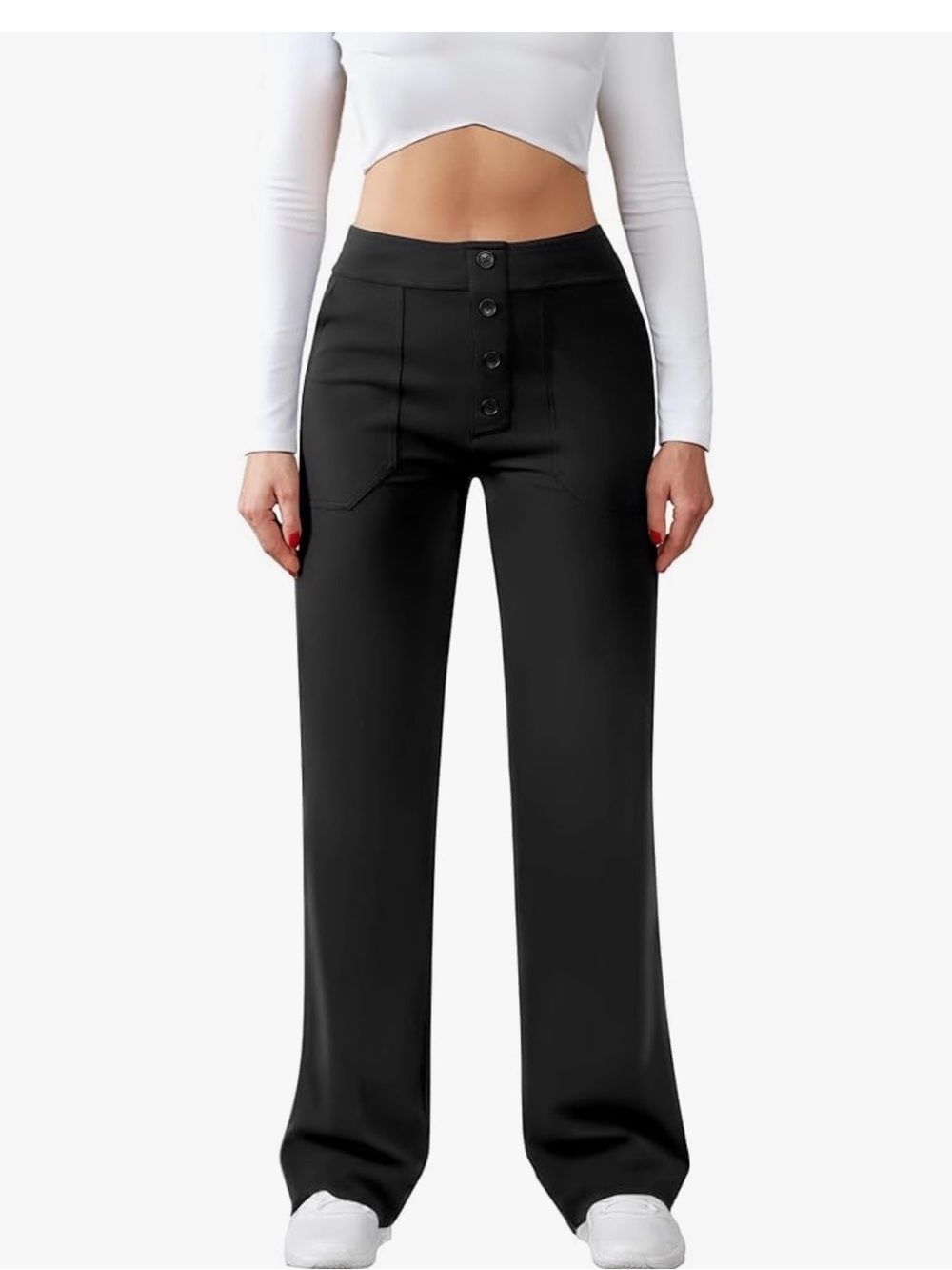 Women's JEKAOYI‎ casual high-waist pants, black, large, Q93